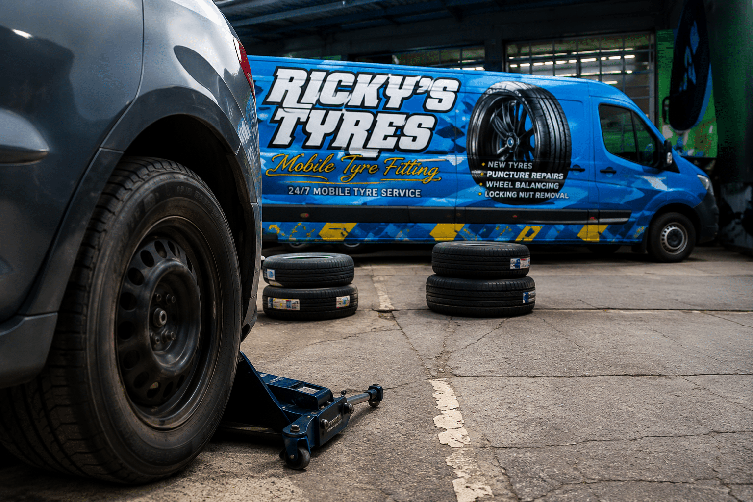 Ricky’s Tyres mobile tyre fitting van in London and Essex